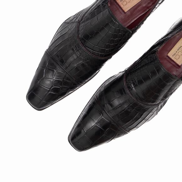 Caporicci 202 Luxury Italian Shoes Black Alligator Cap-Toe Loafers US 10.5 - Picture 3 of 16